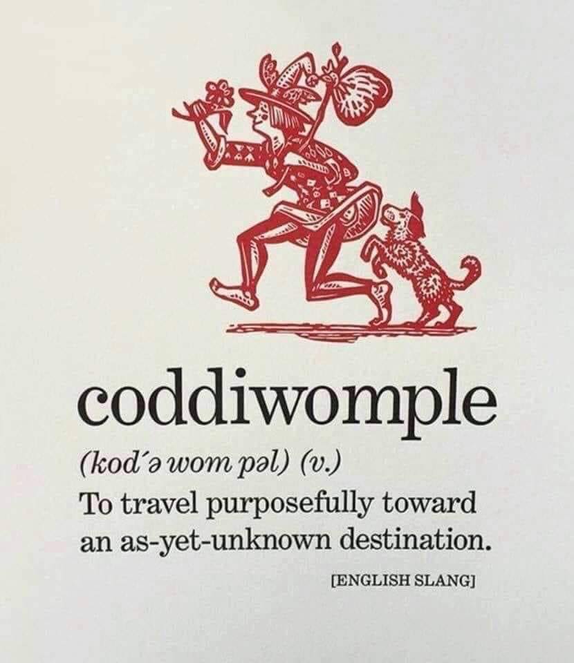 coddiwomple meaning - coddiwomple kod' wom pl v. To travel purposefully toward an asyetunknown destination. English Slang