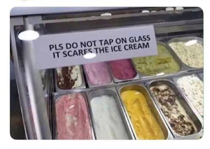 ice cream memes - Pls Do Not Tap On Glass It Scarfs The Ice Cream
