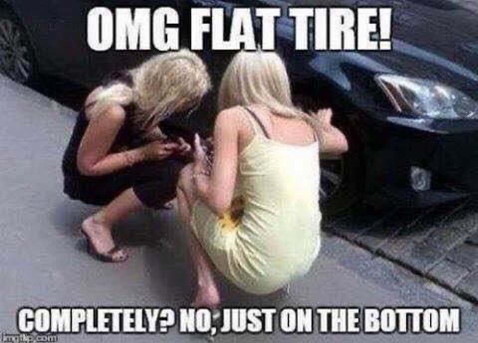 flat tire meme - Omg Flat Tire! Completely? No, Just On The Bottom ngth my