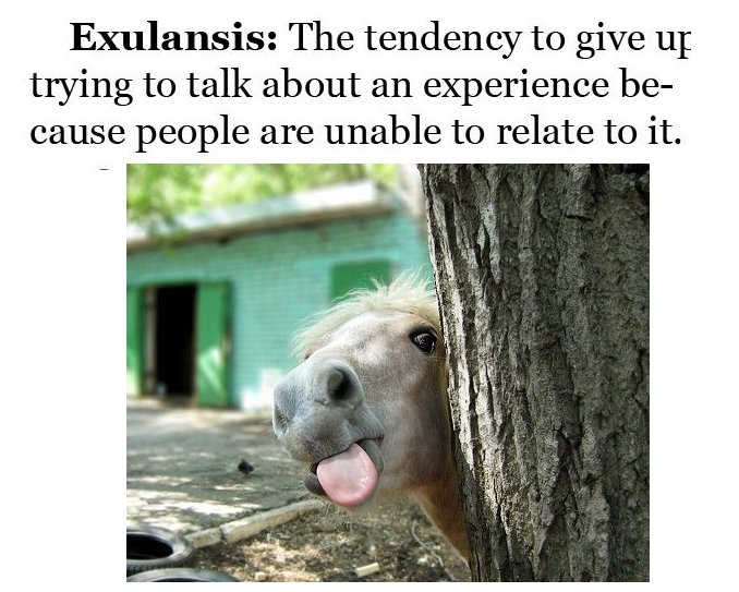 pony tongue meme - Exulansis The tendency to give up trying to talk about an experience be cause people are unable to relate to it.