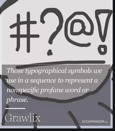 approachable - #?@ Those typographical symbols we use in a sequence to represent a nonspecific profane word or phrase. Grawlix Scoopwhoop.Com