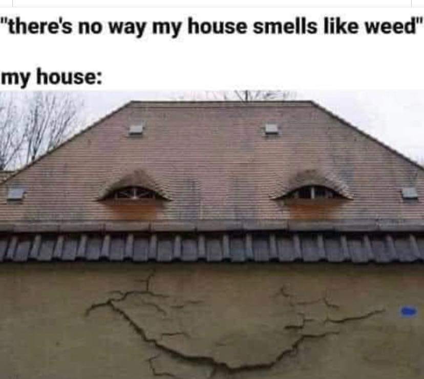 weed house meme - "there's no way my house smells weed" my house