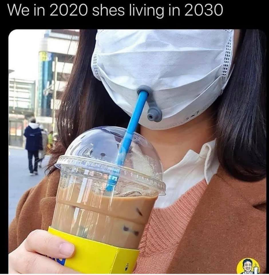 face mask with hole for straw - We in 2020 shes living in 2030 Sd