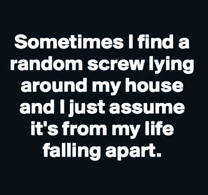 rhyme rap lyrics - Sometimes I find a random screw lying around my house and I just assume it's from my life falling apart.