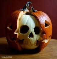 halloween pumpkin carving - skull exposed inside