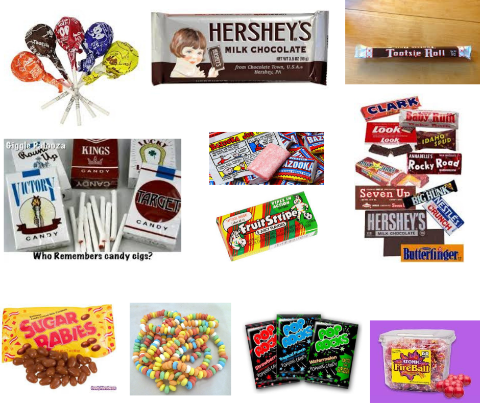 back in the day candy - Quinza For Hershey'S Milk Chocolate Tootste Roll e che Clark Baw Ruth Look Look Baz Kings Idaho Spud Mar Azooka Rocky Road Aonvo Latory Seven Up Target Candy Bichunku Fruit Stripe Hersheysi Crunch Enestler Stood Gandy Who Remembers