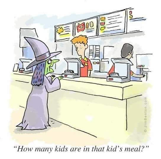 october funnies - Jeoll 1900 Odo Jim Bonton.com "How many kids are in that kid's meal?"