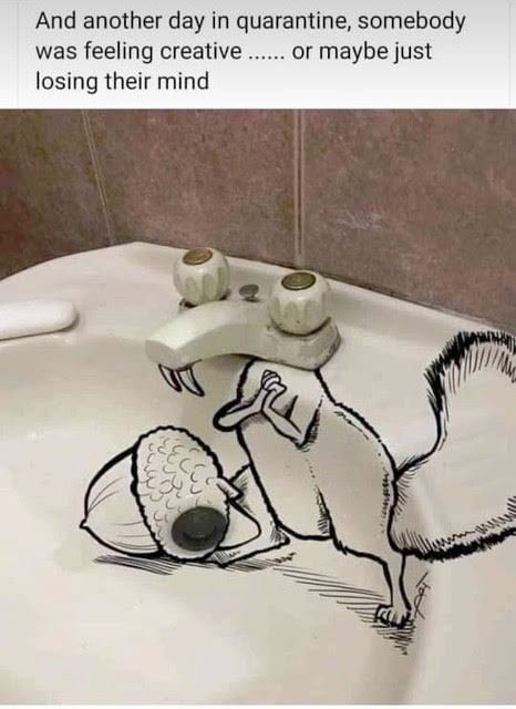 ice age sink - And another day in quarantine, somebody was feeling creative ...... or maybe just losing their mind