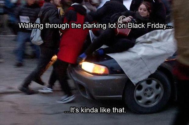 black friday funny - Walking through the parking lot on Black Friday... ...It's kinda that.