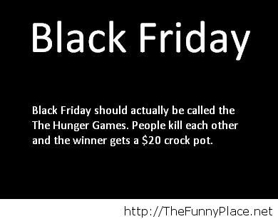 black friday funny quotes - Black Friday Black Friday should actually be called the The Hunger Games. People kill each other and the winner gets a $20 crock pot.