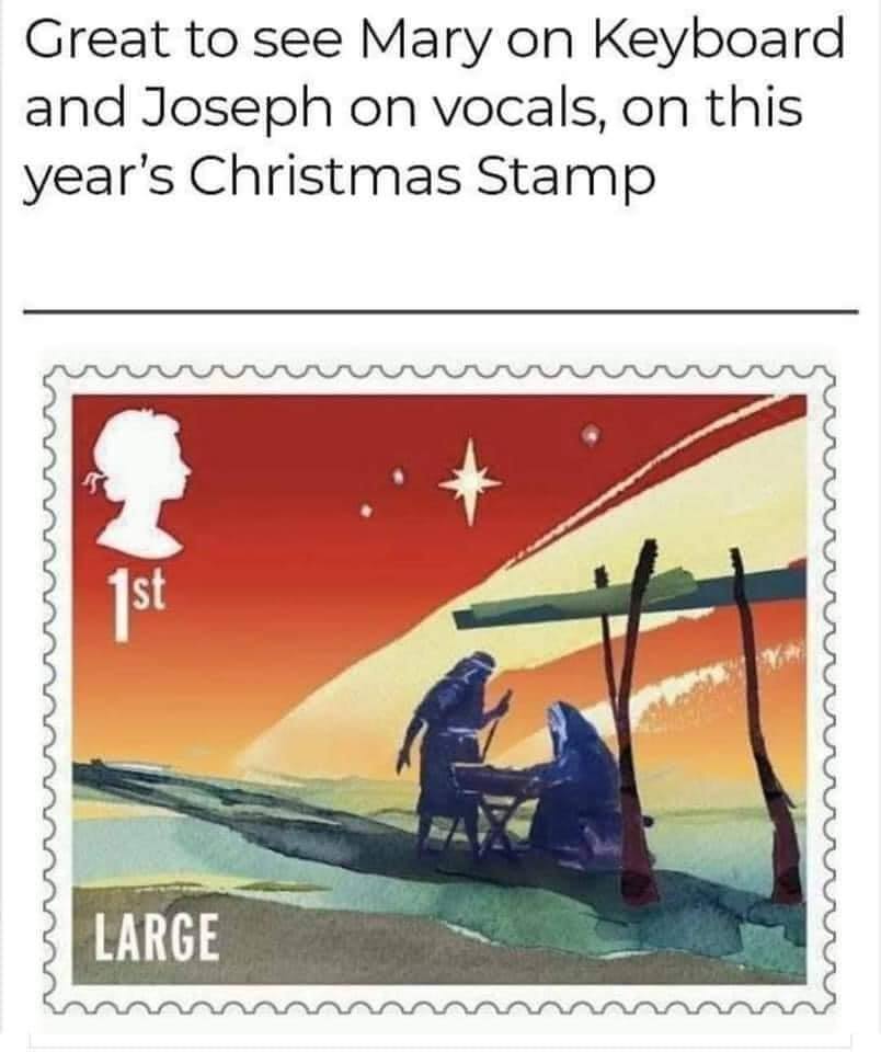 great to see mary on keyboard - Great to see Mary on Keyboard and Joseph on vocals, on this year's Christmas Stamp 1st Large