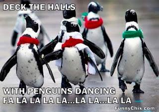 funny penguins - Deck The Halls With Penguins Dancing Fa La La La La...La La...La La Funny Chix.com