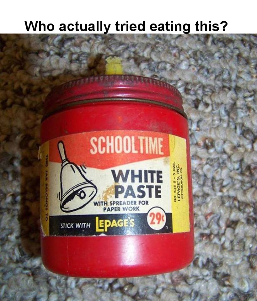retro school supplies - Who actually tried eating this? Schooltime Sablonos To White Paste "SzOOSSIS On Lepage'S, Inc. Pittsburgh, Pa Wita Spreader For Paper Work Stick With Lepages 290