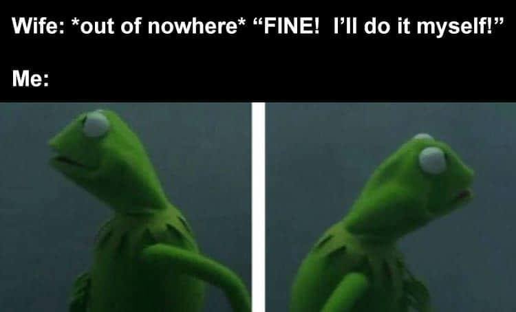 kermit the frog abraham lincoln meme - Wife out of nowhere "Fine! I'll do it myself!" Me