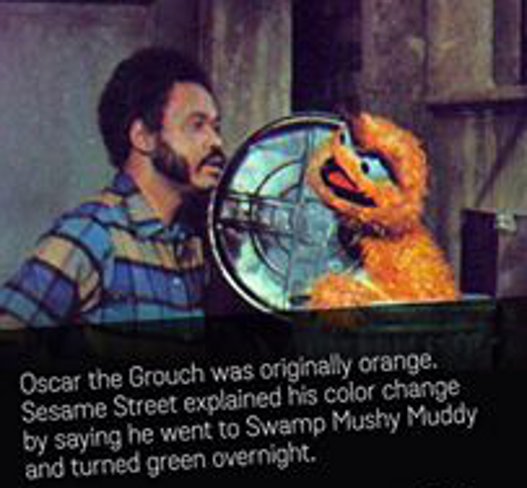 original gordon sesame street - Oscar the Grouch was originally orange. Sesame Street explained his color change by saying he went to Swamp Musky Muddy and turned green overnight.