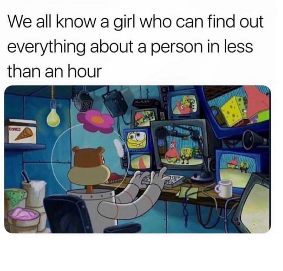 girls find out everything meme - We all know a girl who can find out everything about a person in less than an hour Conc O 05