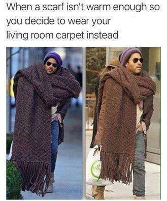 funny scarf - When a scarf isn't warm enough so you decide to wear your living room carpet instead