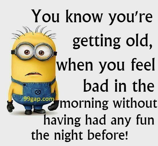 old minion memes - You know you're getting old, when you feel bad in the morning without having had any fun the night before! 99gap.com