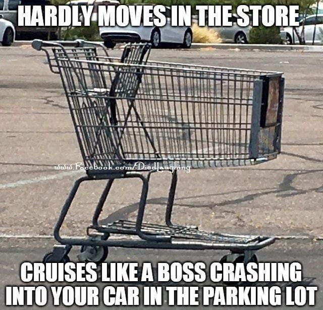 shopping cart - Hardly Moves In The Store tulus. Fcebook.comDiedleagung Cruises A Boss Crashing Into Your Car In The Parking Lot