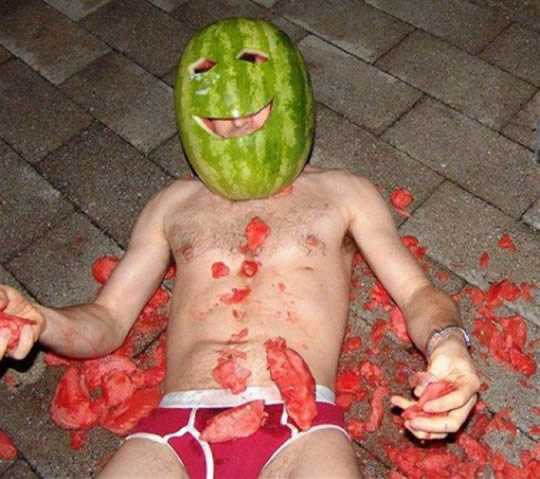 When you get watermelon drunk and only have pictures to show you what you got into the night before