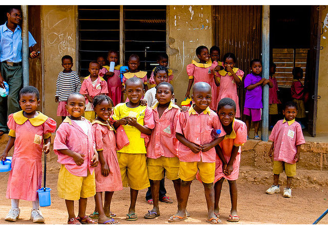 Nigerian kindergarteners ham it up on their first day back