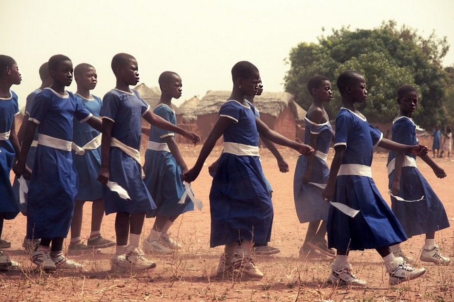 Boys in the Republic of Ghana walk to school