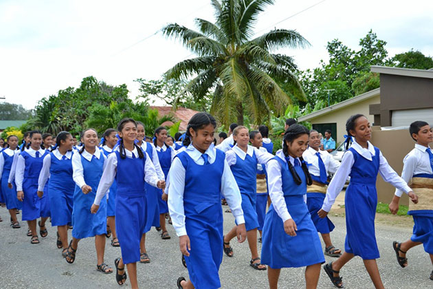 Kids in Tonga exercise