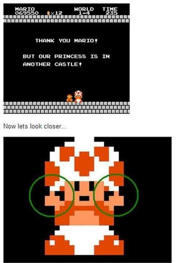 funny gaming memes - toad your princess is in another castle - Mario 069550 Toe World 14 Time 235 Thank You Mario But Our Princess Is In Another Castle! Beet Now lets look closer... 1