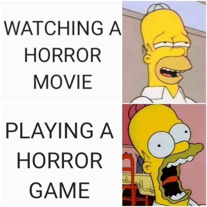 funny gaming memes - cartoon - Watching A Horror Movie Playing A Horror Game Ja