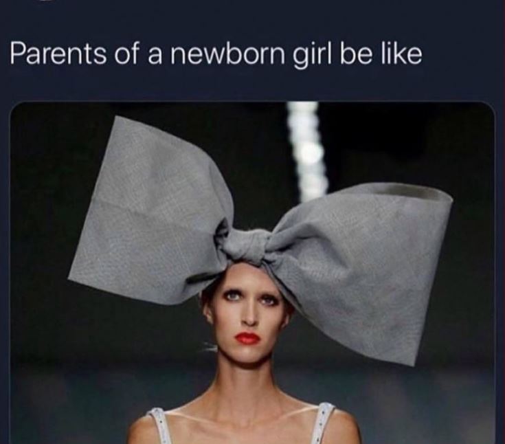 parents of newborn girl bow meme - Parents of a newborn girl be