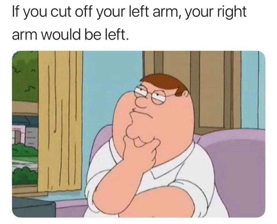 does the the brain ignore the second - If you cut off your left arm, your right arm would be left. 20
