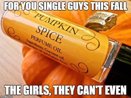 fall memes funny pumpkin spice memes - For You Single Guys This Fall Pumpkin Spice Perfume Oil Ingredients Coconut oil, Spilakare free. The Girls, They Cant Even mgflip.com