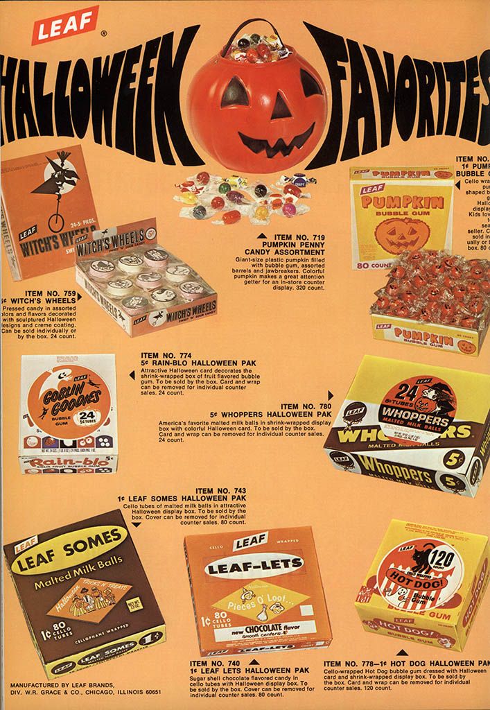 1960's vintage halloween candy - Leaf Male DjAVORITE Pra Leaf Pumpkin Item No 16 Pume Bubble Cello wra pur shaped Hallo displa Kids lov son seller. C sold in ually or box. 80 Bubble Gum 245 Pgs. Leaf Witch'S Wide sw Witch'S Wheels Item No. 719 Pumpkin Pen