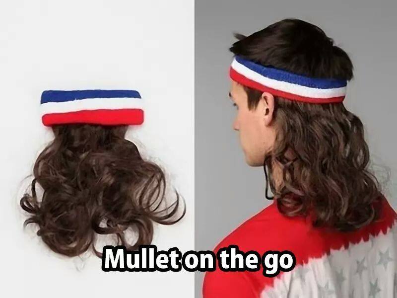 funny pics memes - realistic mullet wig - Mullet on the go