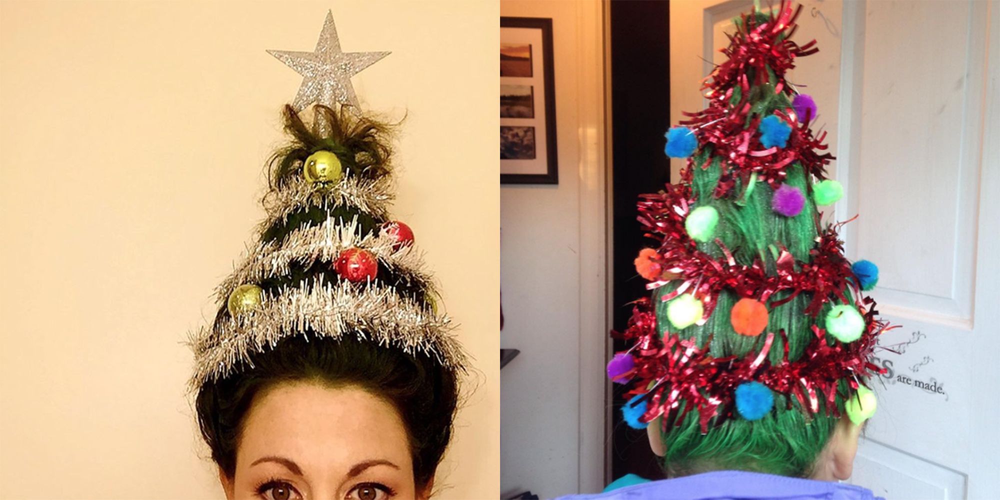 intense christmas - christmas tree hairstyle - are made.