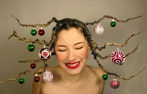 intense christmas - holiday hair funny