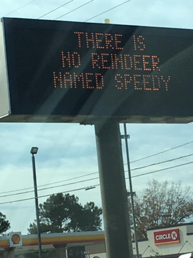 street sign - No Reindeer Named Speed Circler