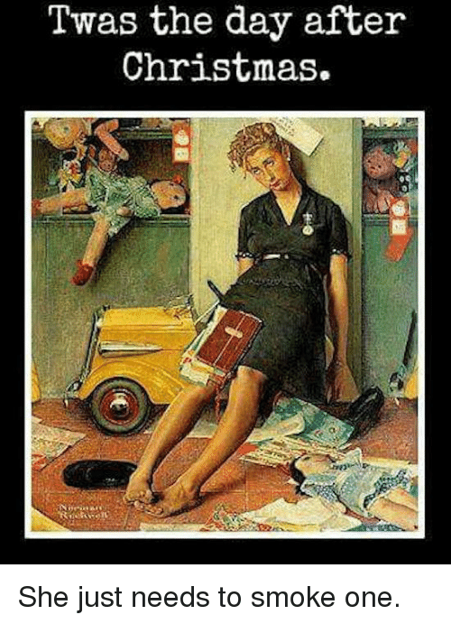 norman rockwell christmas - Twas the day after Christmas. No Revol She just needs to smoke one.