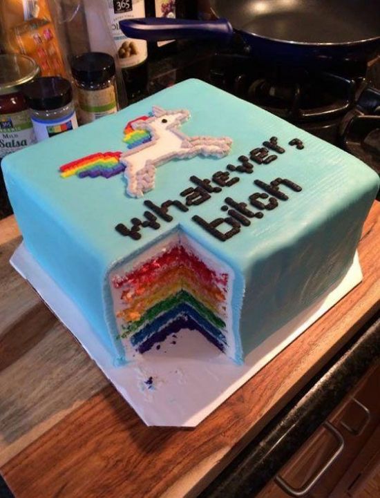 wtf cakes - rainbow unicorn cakes - 365 M Salsa whatever, bitch