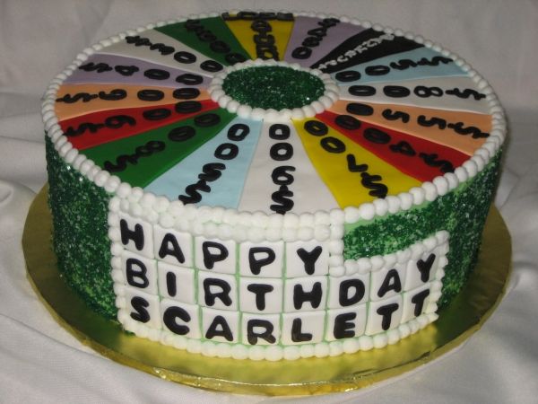 wtf cakes - wheel of fortune cake - Joan Q Down Wood ves Happy Birthday Scarlett