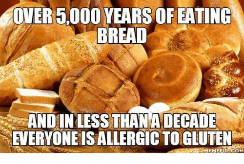 bread memes - bakery bread - Over 5,000 Years Of Eating Bread And In Less Than A Decade Everyone Is Allergic To Gluten Memeful.Com
