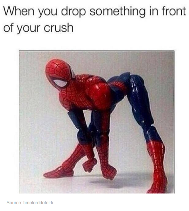 spiderman twerk - When you drop something in front of your crush Source timelorddetecti.