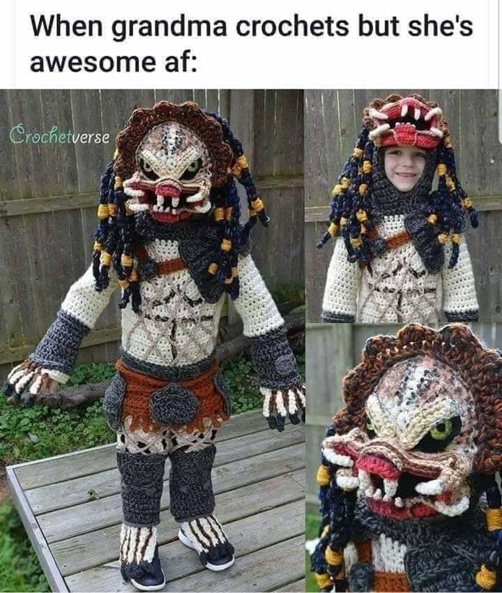 funny pics  - crochet costumes - When grandma crochets but she's awesome af Crochetverse 700