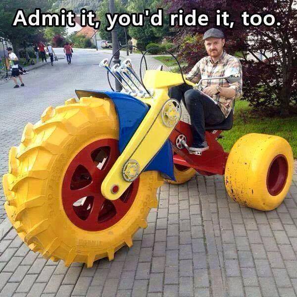 funny pics  - adult big wheel - Admit it, you'd ride it, too.