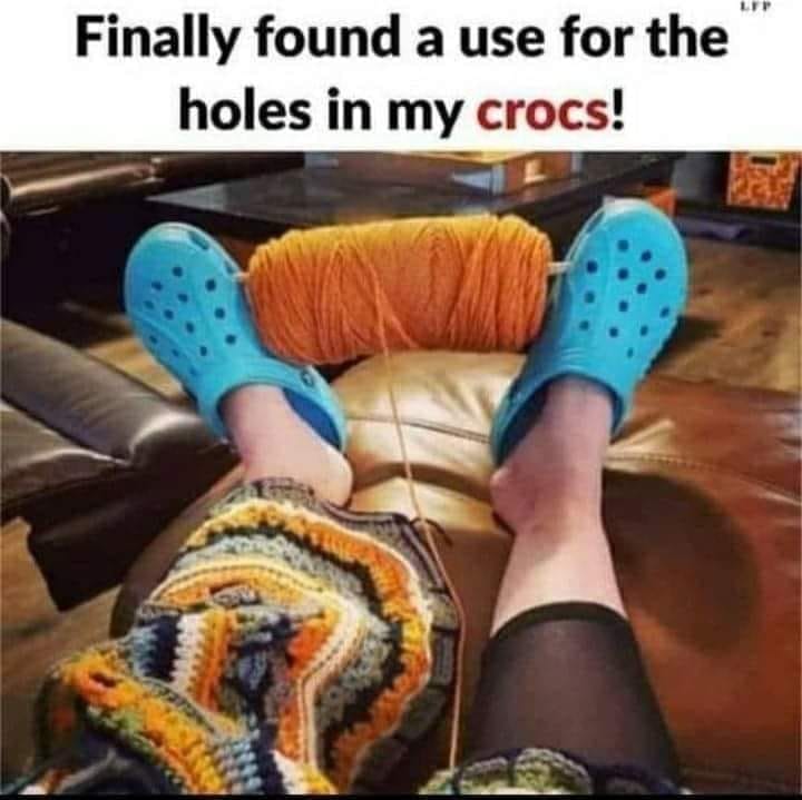 funny pics  - finally found a use for holes in crocs - Finally found a use for the holes in my crocs!