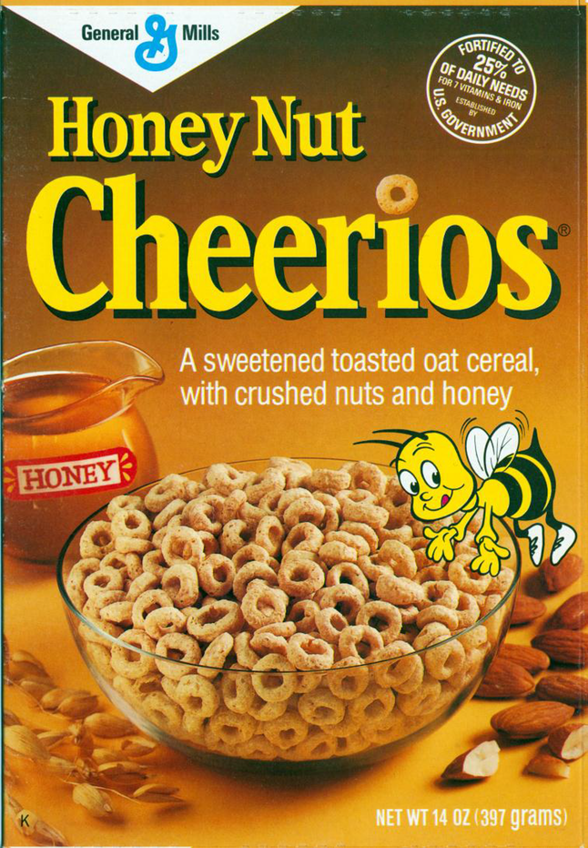 throwback food - care bears cereal - General Mills Karzec Of Daily Needs was Honey Nut E En Cheerios A sweetened toasted oat cereal, with crushed nuts and honey Honey 12 Net Wt 14 021397 grams