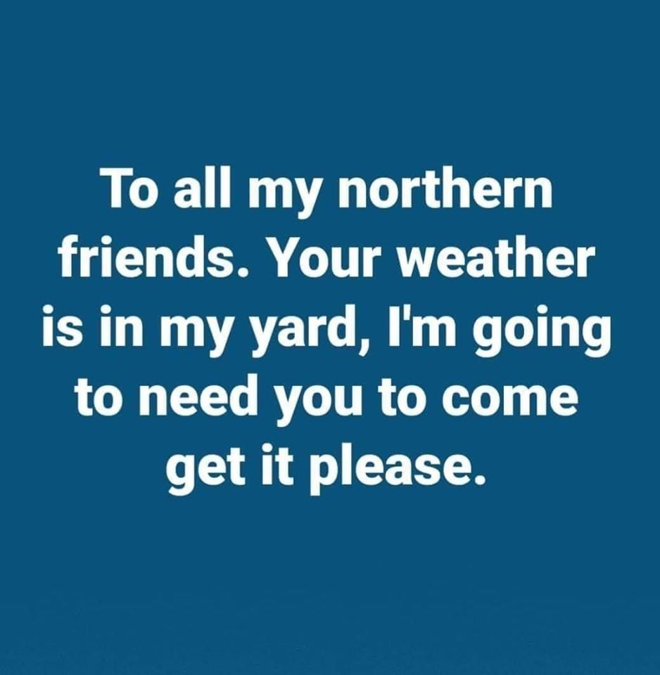 winter memes - To all my northern friends. Your weather is in my yard, I'm going to need you to come get it please.