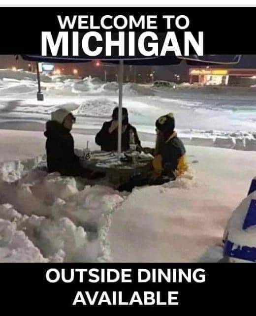 winter memes - wisconsin winter funny - Welcome To Michigan Outside Dining Available