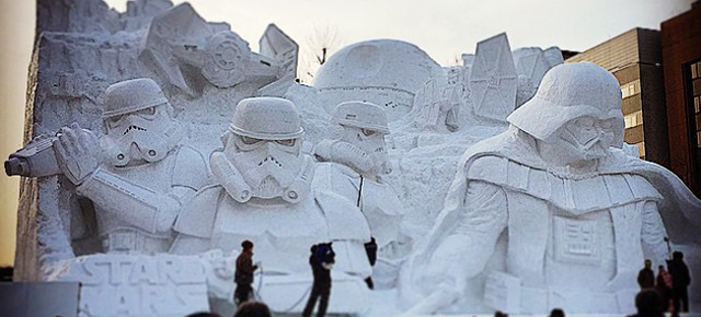 snow sculptures - sapporo snow festival star wars - r