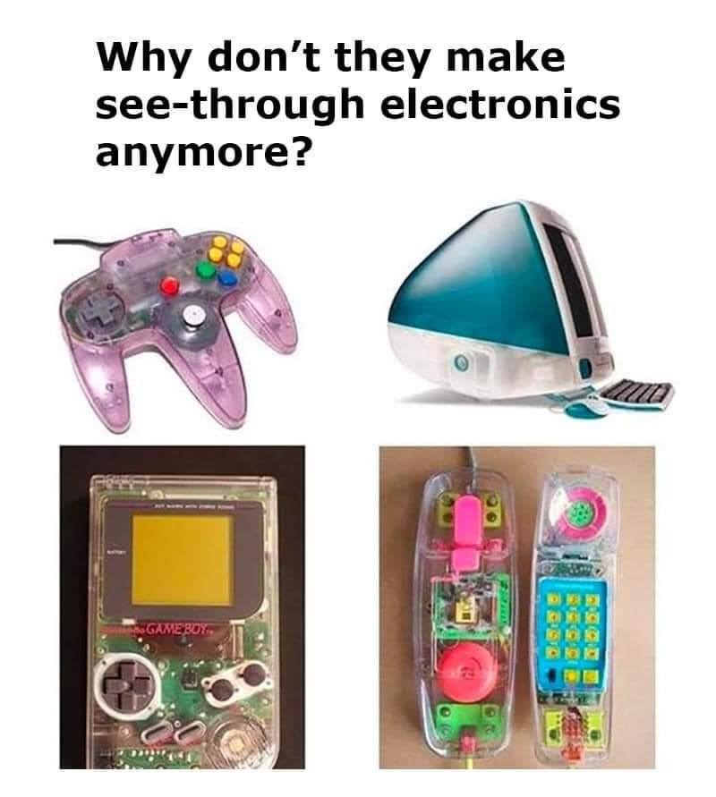 90's electronics - Why don't they make seethrough electronics anymore? Game Boy